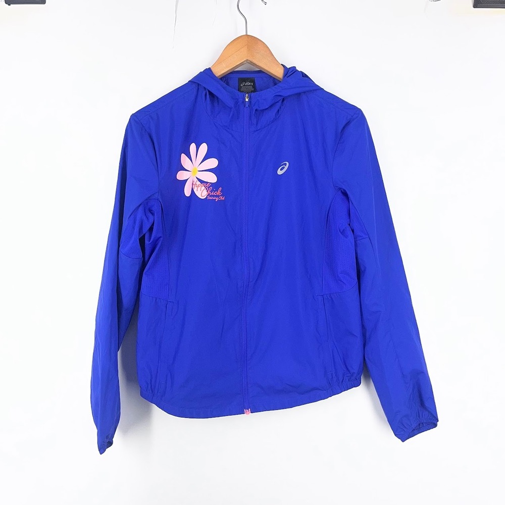 Asics Womens Blue Hippie Chick Training Club Hooded Windbreaker Jacket Small